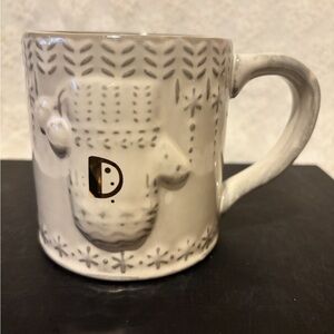 Anthropologie Snowcap D Mug. Coffee Mug ceramic Pre-Owned